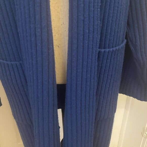 Valerie Louthan 100% pure cashmere rich blue open front cardigan, S-L - Picture 5 of 10